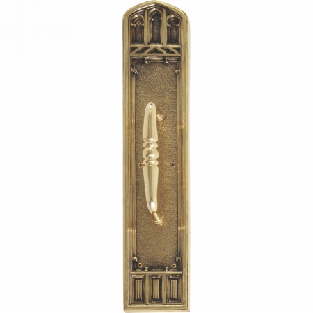 A04-p5841-cln-610 Oxford Pull Plate With Colonial Wire Pull, Highlighted Brass Finish - 3.38 X 18 In.