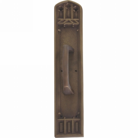 A04-p5841-mss-486 Oxford Pull Plate With Mission Pull, Aged Brass Finish - 3.38 X 18 In.