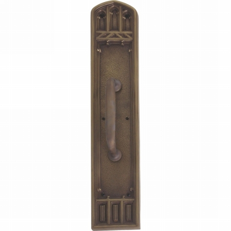A04-p5841-rv5-486 Oxford Pull Plate With Colonial Revival Pull, Aged Brass Finish - 3.38 X 18 In.