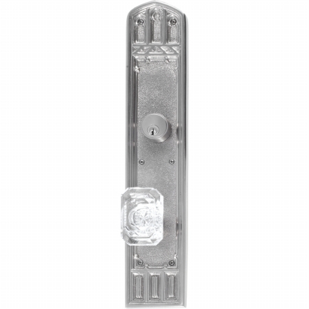 D04-k584j-and-619 Oxford 18 In. Plate Set With Knobs - Single Deadbolt Set 2.38 In. Backset, Satin Nickel Finish