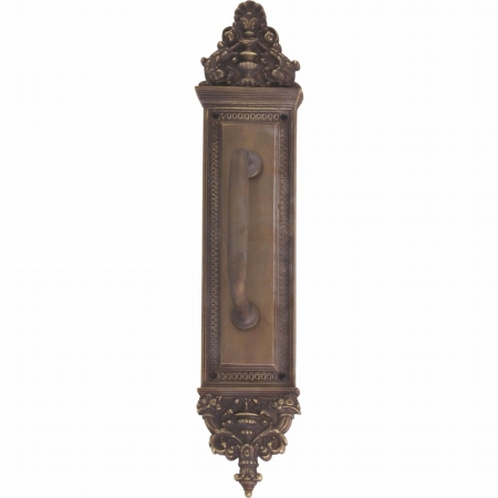 A04-p5231-rv5-486 Apollo Pull Plate With Colonial Revival Pull, Aged Brass Finish - 3.63 X 18 In.
