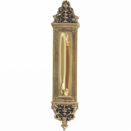 A04-p5231-rv7-610 Apollo Pull Plate With Colonial Revival Pull, Highlighted Brass Finish - 3.63 X 18 In.