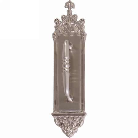 A04-p5601-cln-619 Gothic Pull Plate With Colonial Wire Pull, Satin Nickel Finish - 3.38 X 16 In.