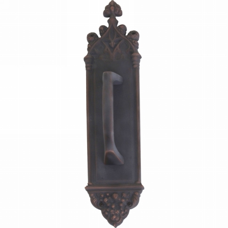 A04-p5601-mss-613vb Gothic Pull Plate With Mission Pull, Venetian Bronze Finish - 3.38 X 16 In.
