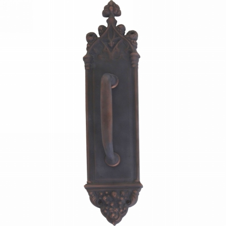 A04-p5601-rv5-613vb Gothic Pull Plate With Colonial Revival Pull, Venetian Bronze Finish - 3.38 X 16 In.