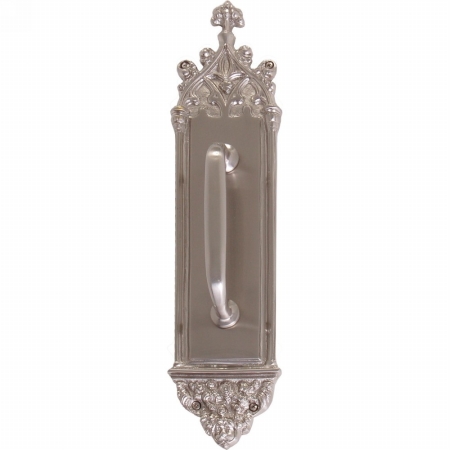 A04-p5601-rv5-619 Gothic Pull Plate With Colonial Revival Pull, Satin Nickel Finish - 3.38 X 16 In.