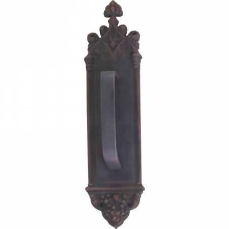 A04-p5601-trd-613vb Gothic Pull Plate With Traditional Pull, Venetian Bronze Finish - 3.38 X 16 In.