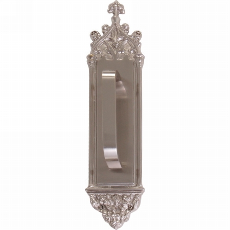 A04-p5601-trd-619 Gothic Pull Plate With Traditional Pull, Satin Nickel Finish - 3.38 X 16 In.