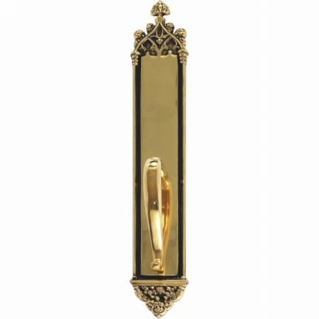 A04-p5641-sgr-610 Gothic Pull Plate With S-grip Pull, Highlighted Brass Finish - 3.38 X 23.75 In.