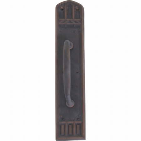Oxford Pull Plate With Colonial Revival Pull, Venetian Bronze Finish - 3.38 X 18 In.