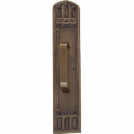 A04-p5841-trd-486 Oxford Pull Plate With Traditional Pull, Aged Brass Finish - 3.38 X 18 In.