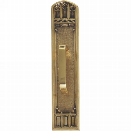 A04-p5841-trd-610 Oxford Pull Plate With Traditional Pull, Highlighted Brass Finish - 3.38 X 18 In.