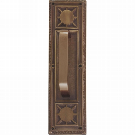 A04-p7201-trd-486 Nantucket Pull Plate With Traditional Pull, Aged Brass Finish - 3.75 X 13.88 In.
