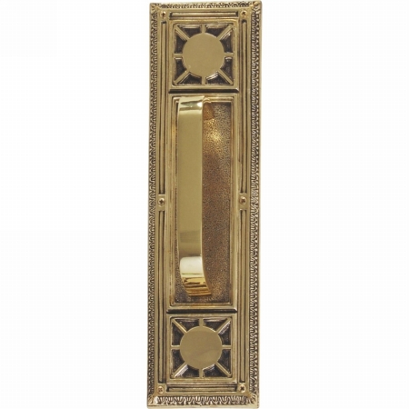 A04-p7201-trd-610 Nantucket Pull Plate With Traditional Pull, Highlighted Brass Finish - 3.75 X 13.88 In.
