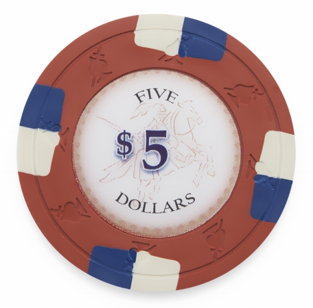 Cppk-$5*25 13.5 G Poker Knights Chips , Roll Of 25 - Dollar 5