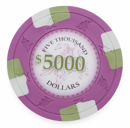 Cppk-$5000*25 13.5 G Poker Knights Chips , Roll Of 25 - Dollar 5,000