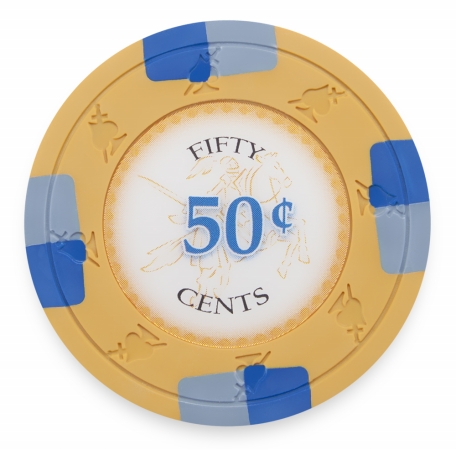 Cppk-50c*25 13.5 G Poker Knights Chips , Roll Of 25 - Dollar 0.50