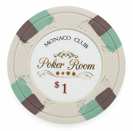 Cpmo-$1*25 13.5 G Monaco Club Poker Chip, Roll Of 25 - Dollar 1