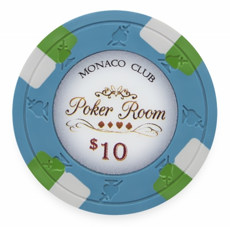Cpmo-$10*25 13.5 G Monaco Club Poker Chip, Roll Of 25 - Dollar 10