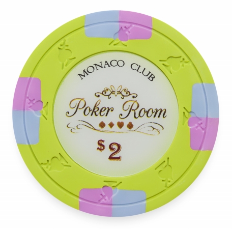 Cpmo-$2*25 13.5 G Monaco Club Poker Chip, Roll Of 25 - Dollar 2