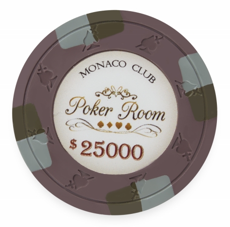Cpmo-$25000*25 13.5 G Monaco Club Poker Chip, Roll Of 25 - Dollar 25,000
