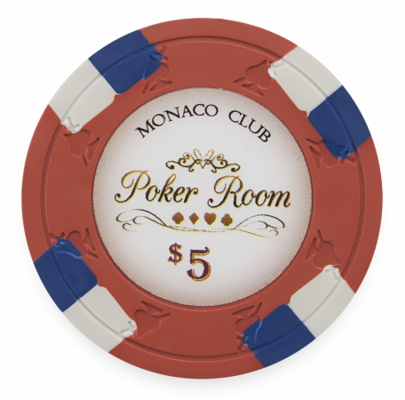 Cpmo-$5*25 13.5 G Monaco Club Poker Chip, Roll Of 25 - Dollar 5