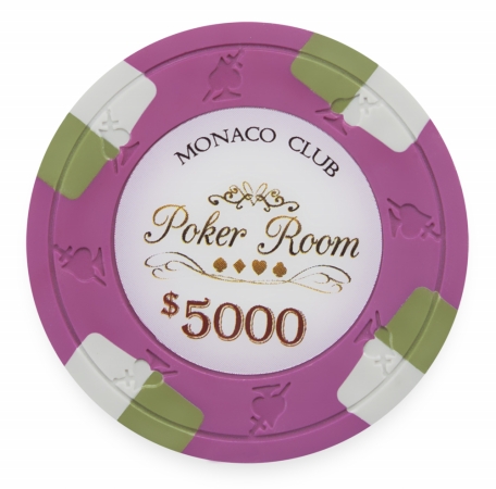 Cpmo-$5000*25 13.5 G Monaco Club Poker Chip, Roll Of 25 - Dollar 5,000