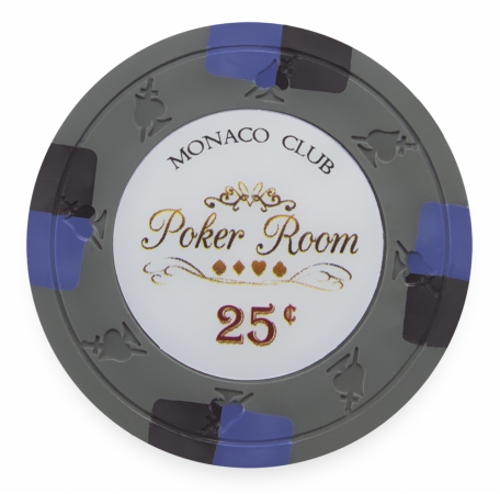 Cpmo-25c*25 13.5 G Monaco Club Poker Chip, Roll Of 25 - Dollar 0.25