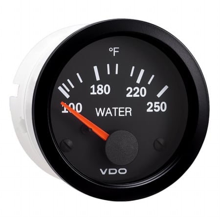 310-105 250f Vision Black Water Temperature Gauge - 12v