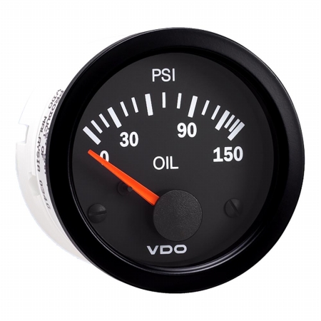 350-108 Vision Black Oil Pressure Gauge - 12v