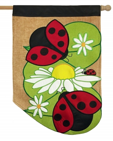 12 Burlap Ladybug Flag, Large