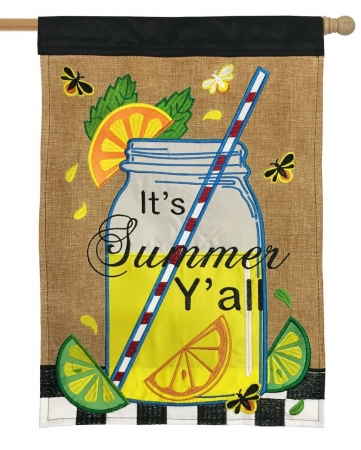 13 Burlap Its Summer You All Flag, Large
