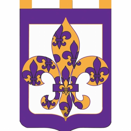 294 Patterned Fleur De Lis Flag, Purple & Gold - Large
