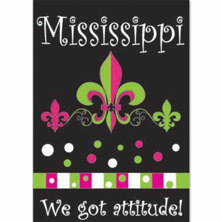393 Mississippi-we Got Attitude Fleur De Lis Flag, Large