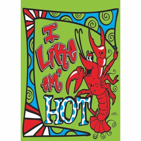 621 I Like Em Hot Crawfish Applique Flag, Large