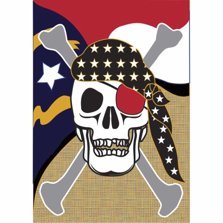 773 Burlap Nc Skull Flag, Large