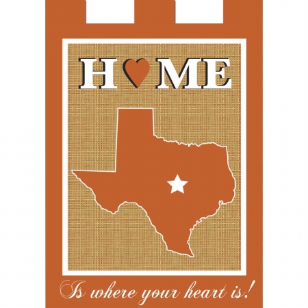 892 Burlap Texas Home Flag, Orange & White - Large