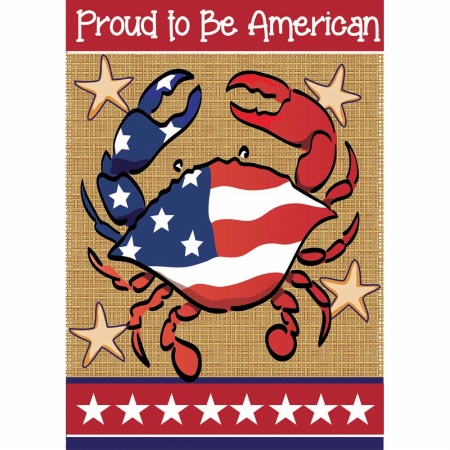 902 Burlap Proud To Be American Flag, Large