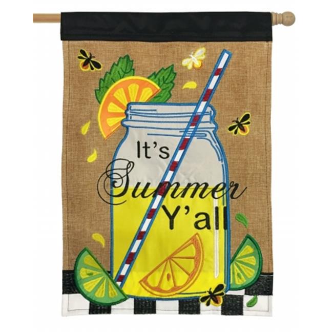 Jozie B 13 Burlap its Summer you All Flag, Large