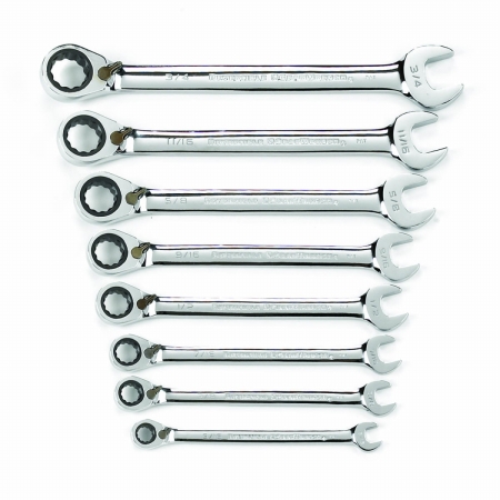 9533N 8 Piece Reversible Combination Ratcheting Wrench Set SAE