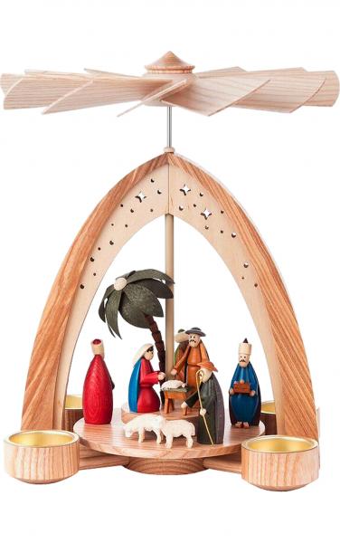 085-265bt Dregeno Pyramid - Nativity Scene With A Natural Wood Finish