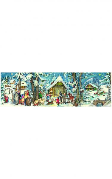 Adv205 Advent Calendar - Snow Covered Village In The Forest.