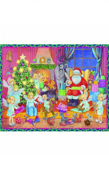 Adv806 Sellmer Advent Calendar - Santa Is Getting Ready For Christmas With His Angel Helpers