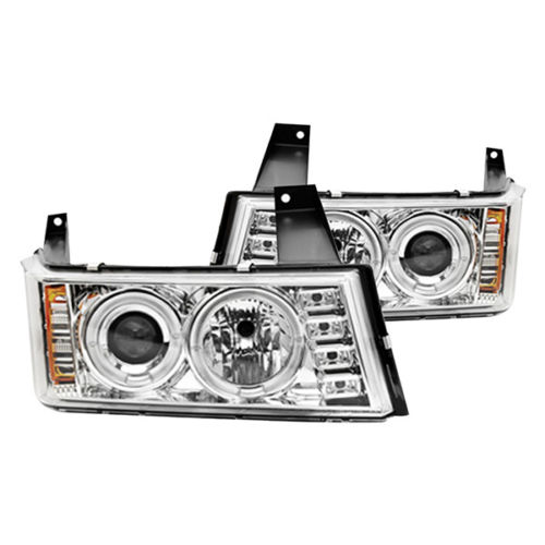 Chrome Projector Head Lamps With Rings For 2004 To 2012 Gmc Canyon