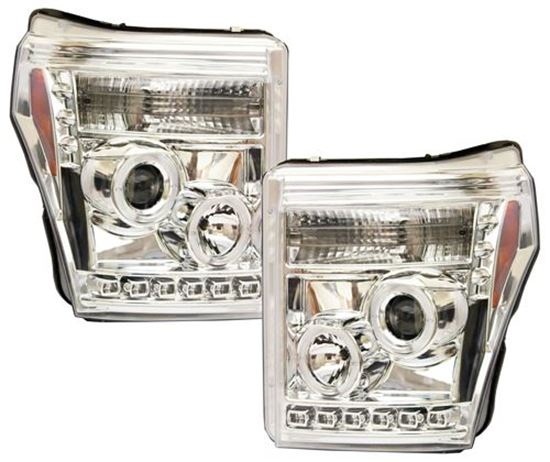 Chrome Projector Head Lamps With Rings For 2011 To 2015 Ford Super Duty