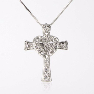 James Lawrence 80034 Necklace - Eden Merry - Crystal Cross With Loose Crystal Heart, 18 In.