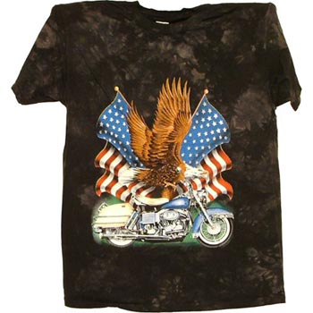Brickels Racing Collectibles SG131-XXL Motorcycle with Eagle Tye Dye Mens Wildlife Tee Shirt 2XL