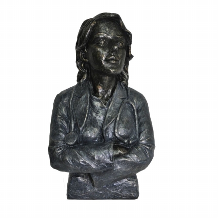 11.61 X 5.51 X 6.69 In. Patina Black Finish Doctor Female Statue Sculpture