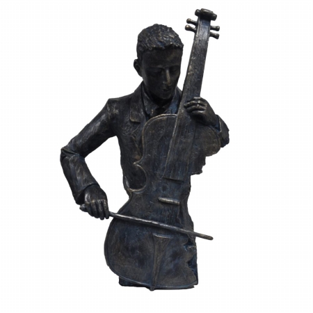 18.31 X 5.31 X 11.42 In. Patina Black Finish Violin Player Statue Sculpture