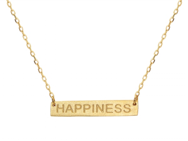 551108g Silver Vermeil Plated Necklace With Bar - Happines Engraved